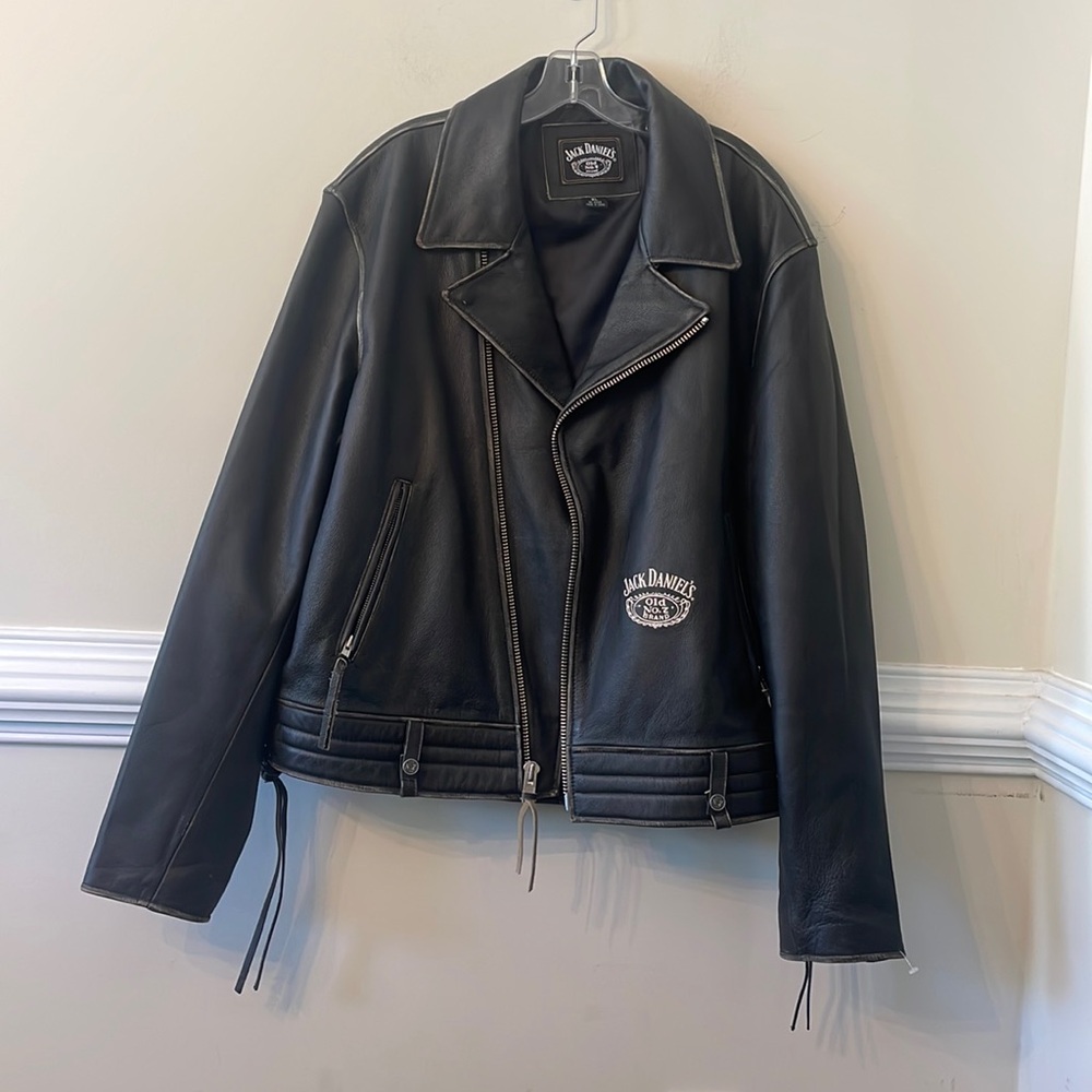 Jack Daniels Old No 7 Brand Tennessee Whiskey distressed vintage leather‎ jacket